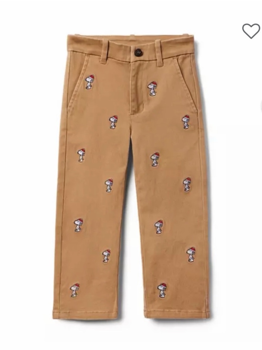 Janie and Jack Tan Embroidered Character Chino Pants Christmas snoopy unisex - Picture 1 of 5